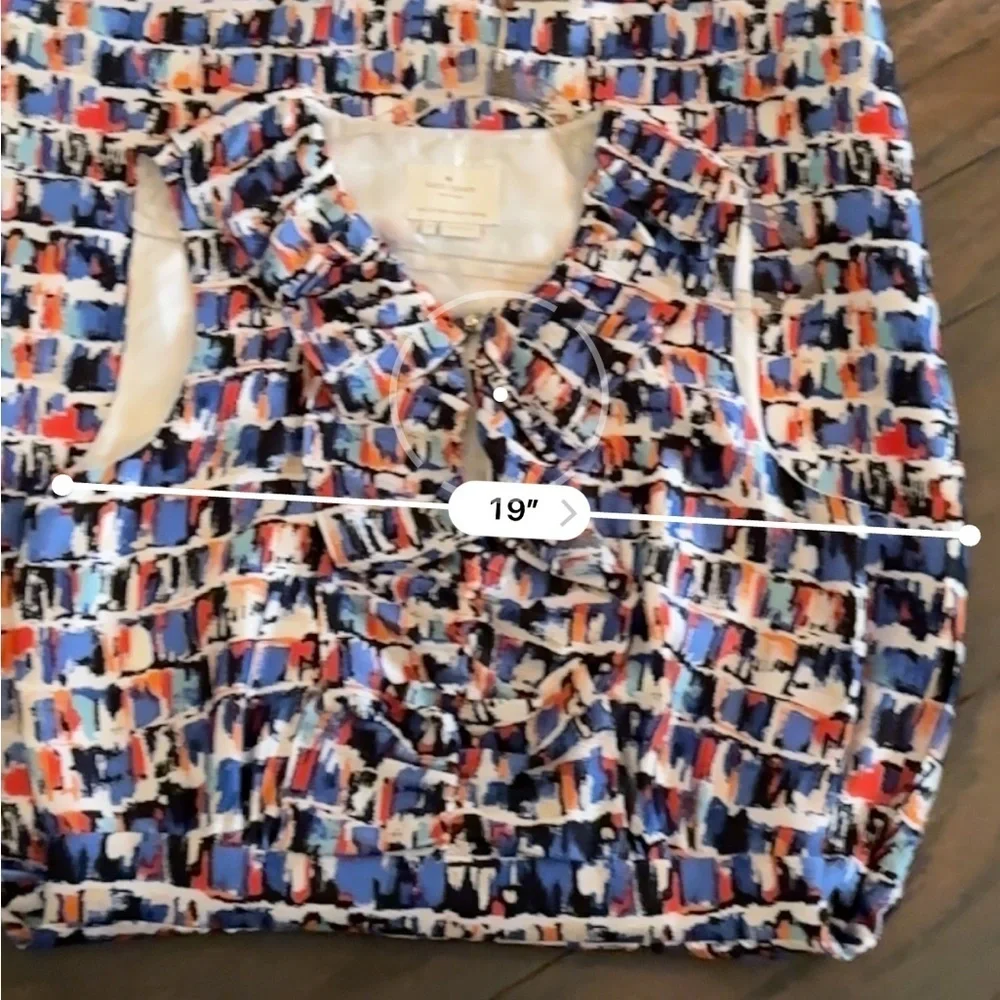 Kate Spade Kaleidoscope Ruffle Sheath Silk Dress Blue Multi Color Size 10